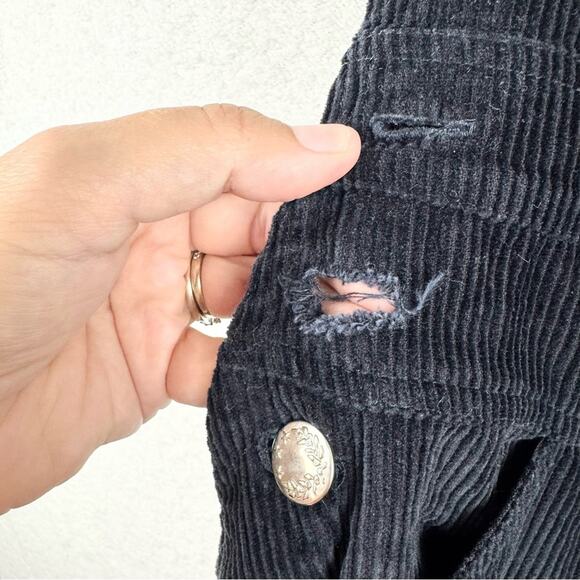 Aniela Parys Black Corduroy Cropped Straight Leg Overalls Size S Minimalist - Picture 8 of 14